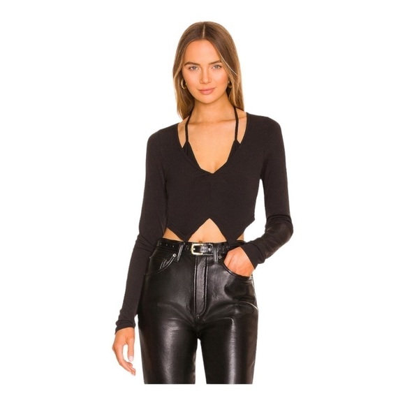 By.Dyln Tops - By.Dyln Wyatt Cropped Top Long Sleeves Stretch Ribbed Fabric M